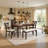 Deral 6-Piece Farmhouse Solid Wood Dining Table Set With Bench, Dark Brown & Black    -1654916443