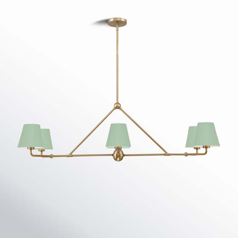 Kinston 6 - Light Dimmable Modern Linear Chandelier, Green