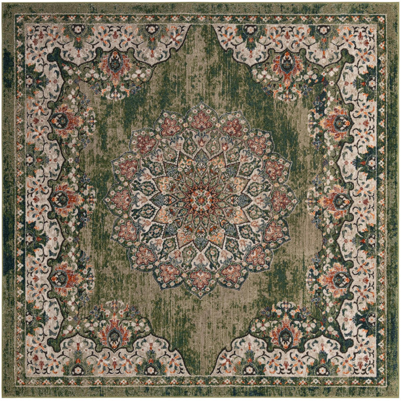 Tasharra Rug, Green, Square 8'