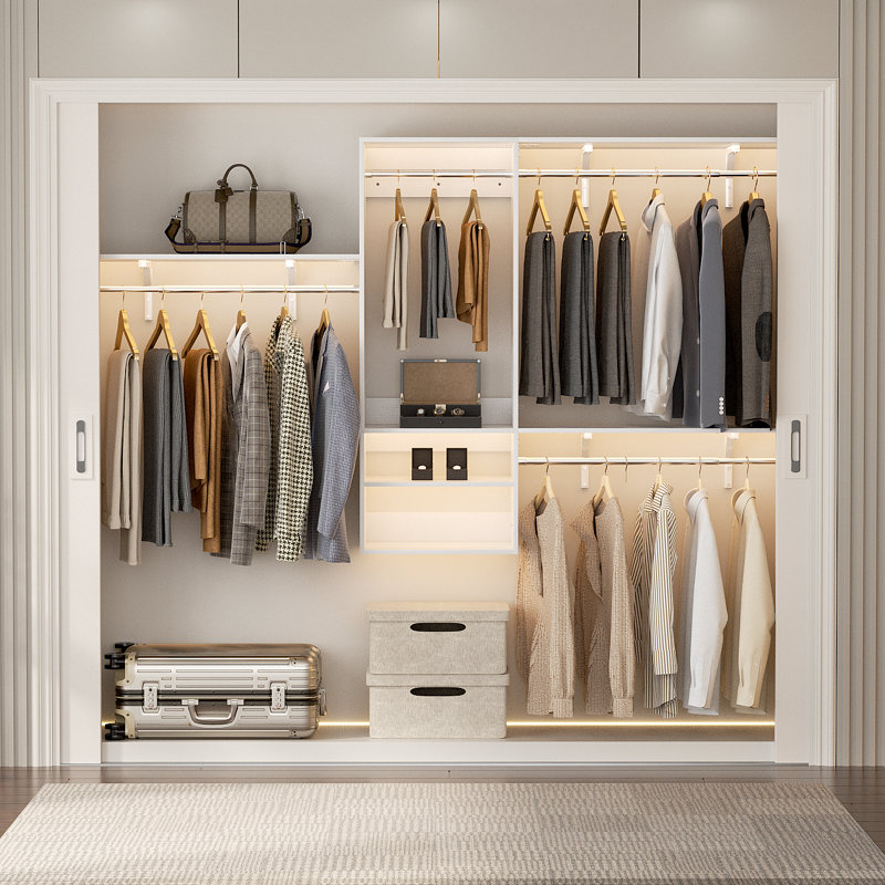  62-96 Inch Hanging Closet System With Hanging Rod (Can Be Cut to Fit), White
