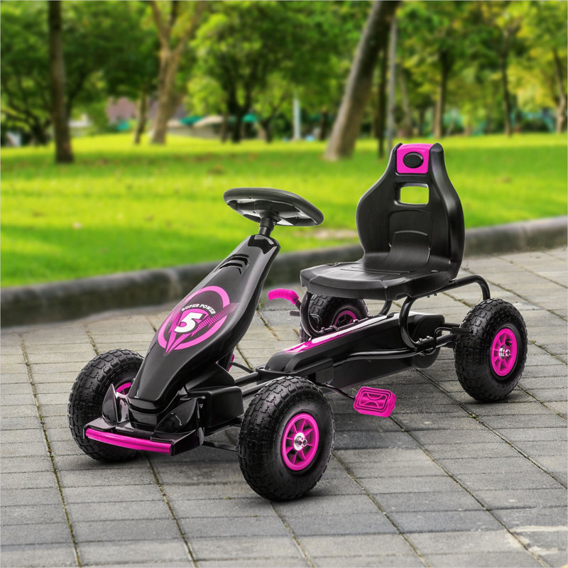 Voitures à hauteur réglable réglables en rose, 121,3 x 57,8 x 61 po, avec contrôle pratique, Pp et acier