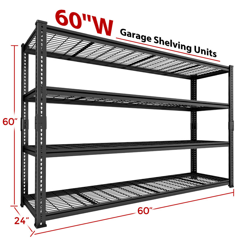 Rayonnage réglable en métal robuste Rikuto, H 60 po x l 60 po x P 24 po