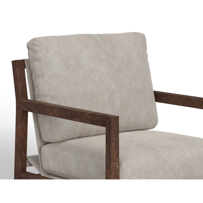 Structure en bois Milan, fauteuil en similicuir, Milan enneigé
