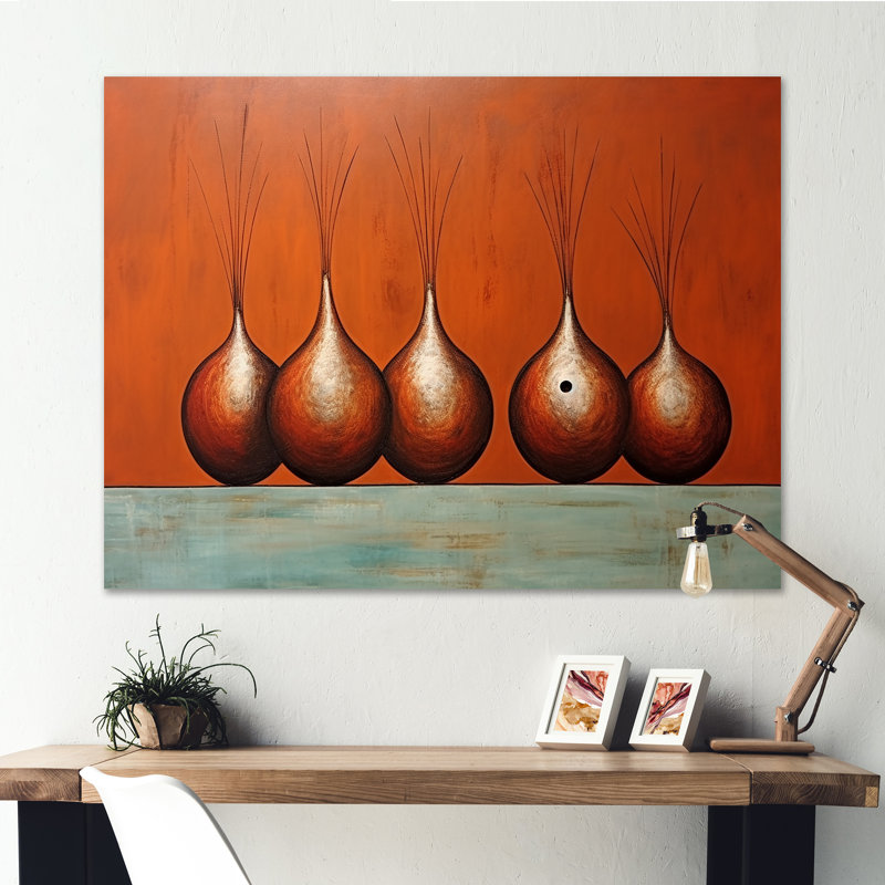 Concours de quilles en cuivre sur toile, H 34 po x l 44 po x P 1,5 po, Toile tendue