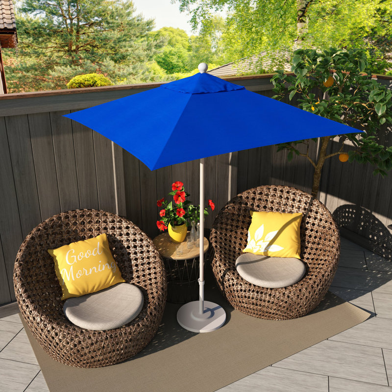 Nejat 72'' Market Sunbrella® Umbrella, Canvas Pacific Blue Sunbrella® Canvas, Matted White