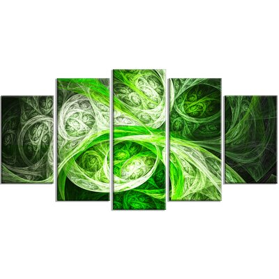 DesignArt Mystic Green Fractal Wallpaper On Canvas 5 Pieces Print | Wayfair