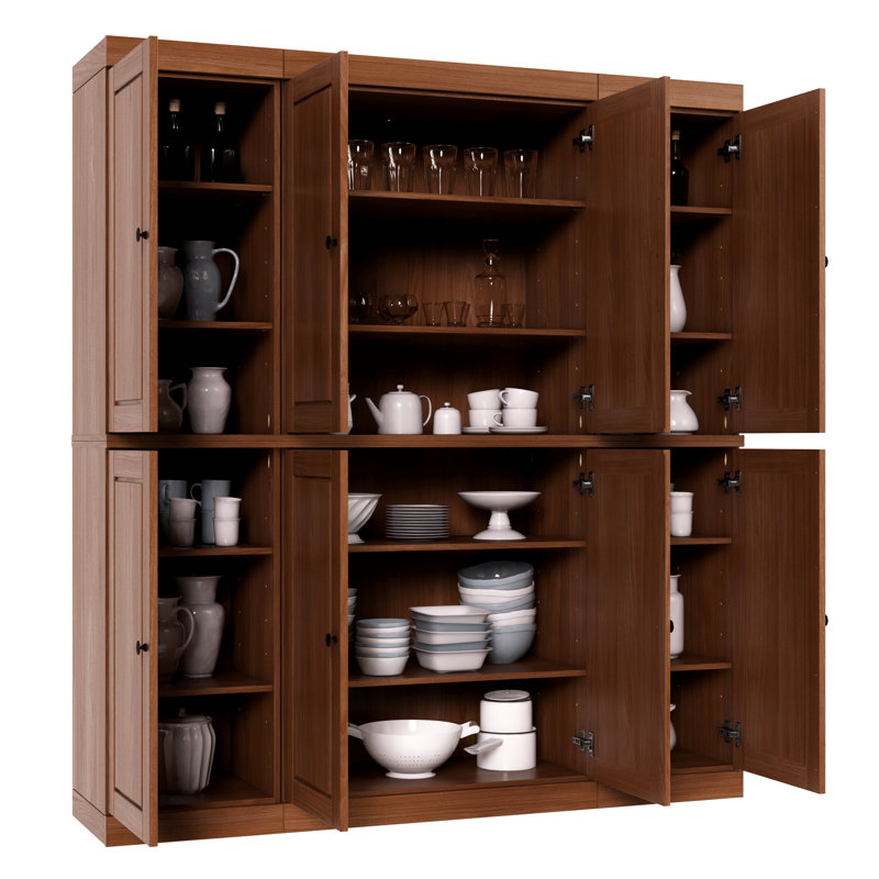 Siegmeyer 100% Solid Wood Tall Kitchen Pantry Cabinet with Doors, Adjustable Shelves, Modular Kitchen Storage Cabinet, 65" W x 71.5" H