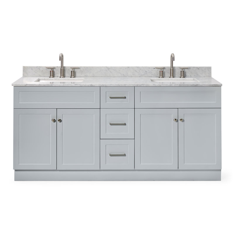 Ensemble de meuble-lavabo double 73 po Partham, gris