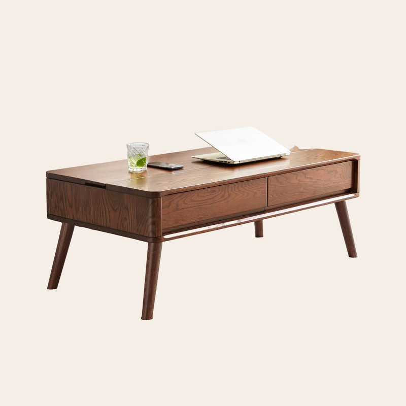 100% Solid Wood Coffee Table, Lift-Top Coffee Table, 17.79" H x 47.31" L x 25.66" W, Walnut