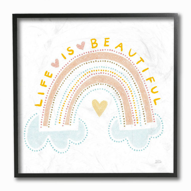 «Life Is Beautiful Quote» par Sue Schlabach, H 12 po x l 12 po x P 1,5 po, Giclée encadrée noir minuit