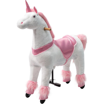 Ride On Unicorn Toy for Kids, Ride On Unicorn Mechanical Plush Animal, No Battery Or Electricity