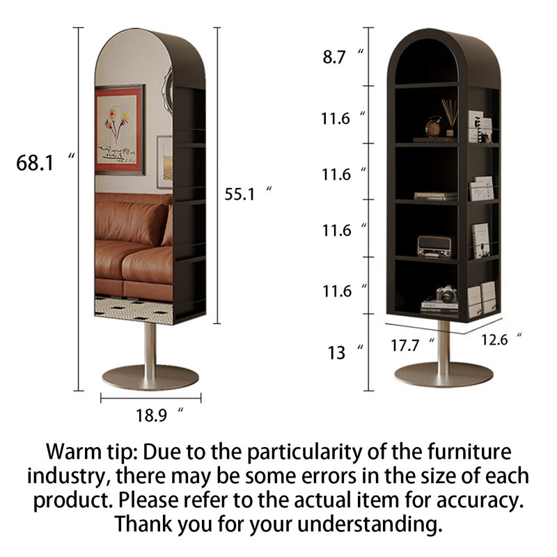 Armoire de rangement en acier au carbone de style médiéval avec miroir pleine grandeur rotatif