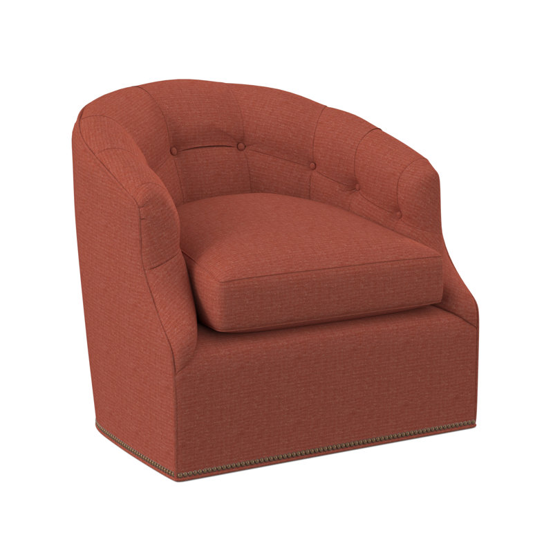 Calvert Swivel Barrel Chair, Antique Brass Small, Sunny Linen