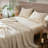 MooMee Sheet Set Extra Deep Pocket 100% Washed Cotton Linen Like Textured Lightweight Breathable-453720910-467774908