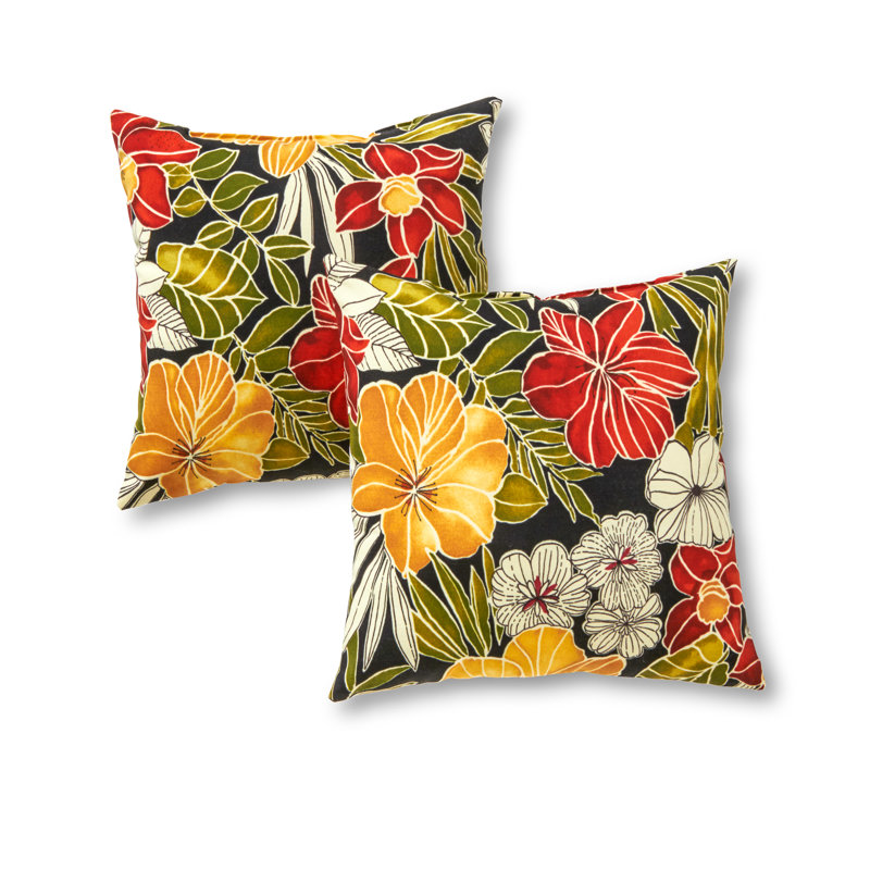 Housse de coussin d'extérieur carré Covington, Noir Aloha