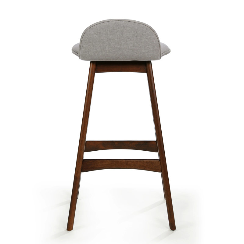Mid-Century Modern Upholstered Dark Beige Barstools, Set of 2