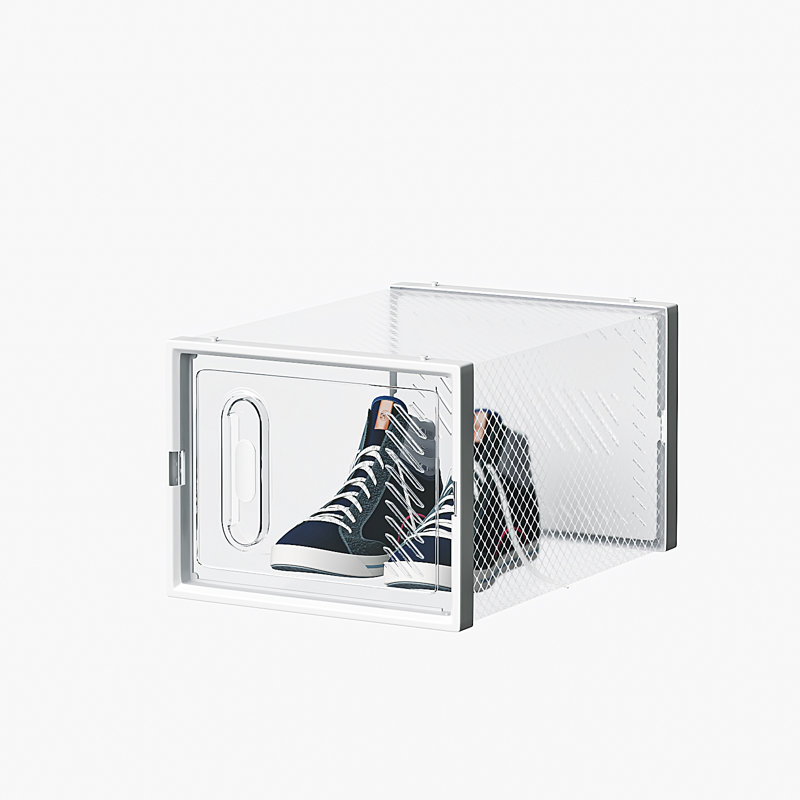 Medium Shoe Storage Box Organizers Stackable (Set Of 12), Clear/White