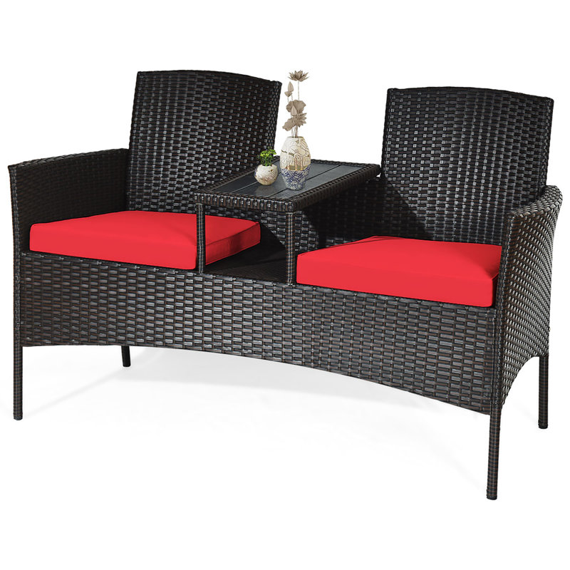 Ballimamore 2 - Person Patio Conversation Set with Cushions, Red