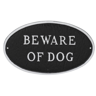 Large Oval Beware of Dog Statement Plaque Sign