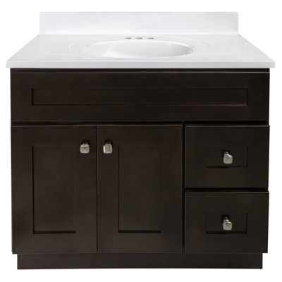 Ensemble de meuble-lavabo en bois massif de 37 pouces avec plateau blanc assemblé Brookings, Sherwin Williams - Design House, 216069