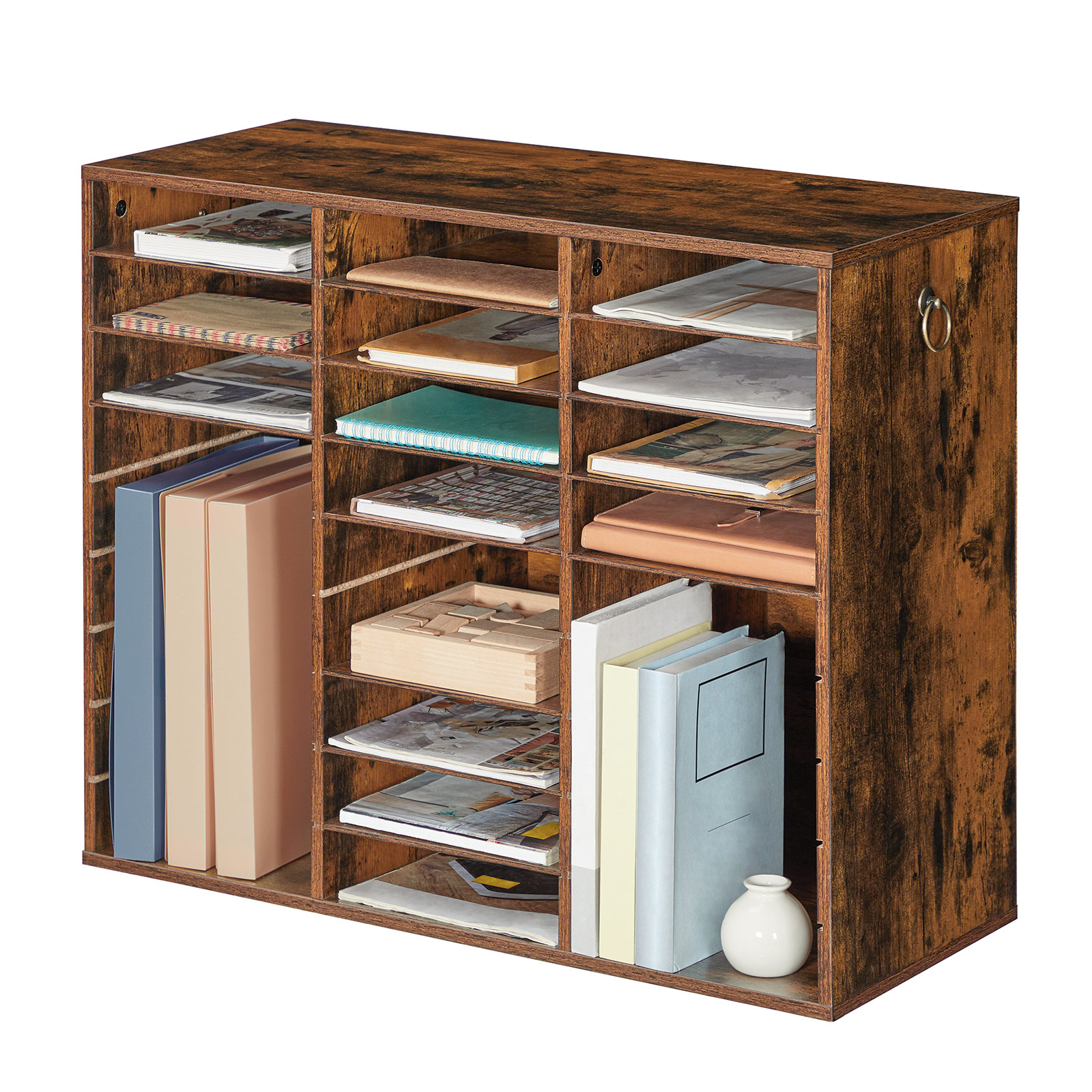 VEVOR Wood Literature Organizer 27 Compartments Adjustable File