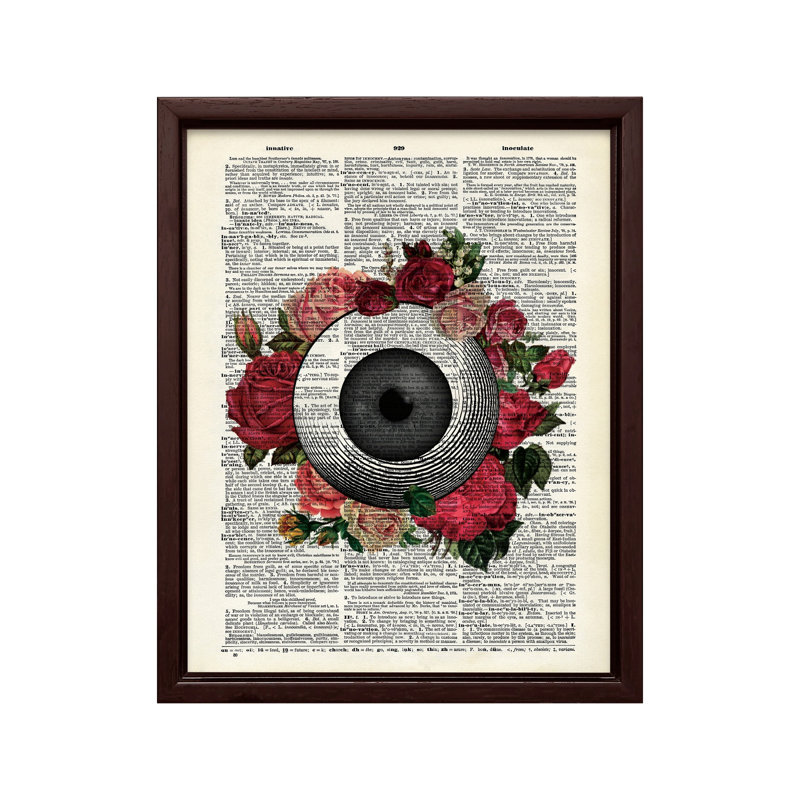 Fleurs et œil anatomique, Canevas, Brown Framed, 11"H x 14"W