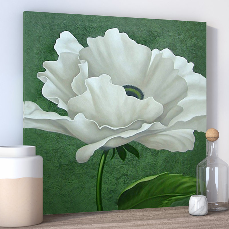 « white poppy », impression d’art graphique, Toile, H 18 po x l 18 po x P 1,5 po