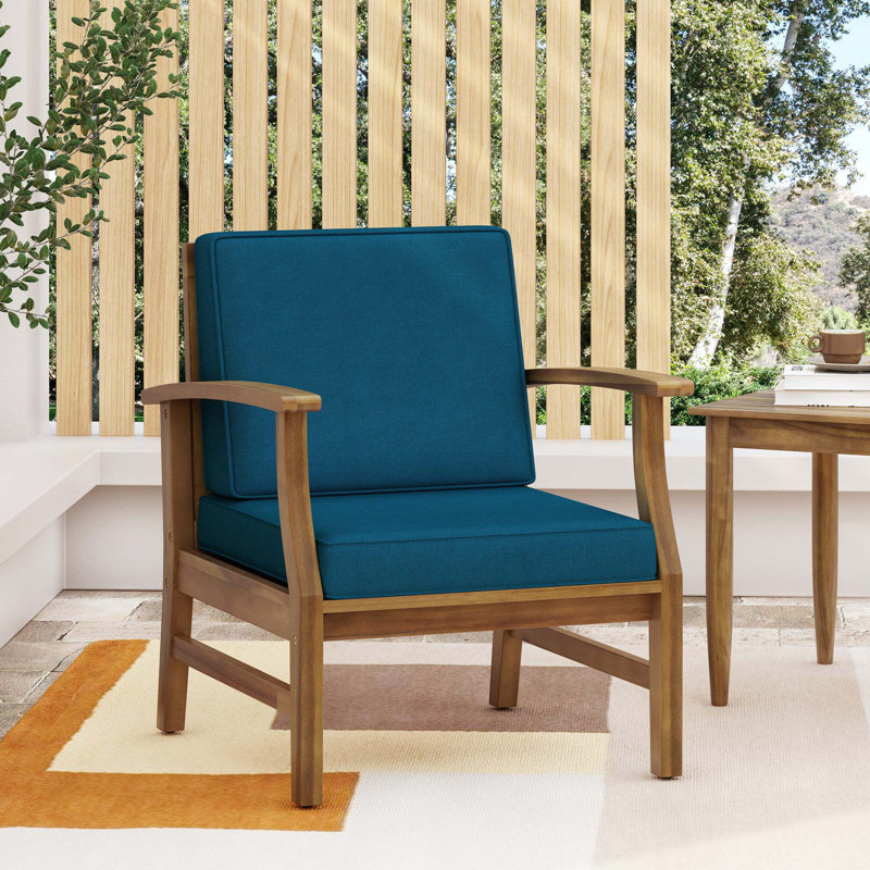 CHAISE CLUB PERLA, Bleu, Naturel