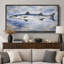 «Long Barracuda Fish on Wooded Weathered Coastal Nautical Wall Decor Extra Large», reproduction d'art sur toile-126313873-126313875