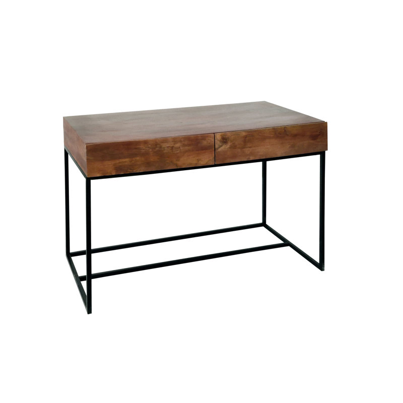 Timko Solid Wood Top Metal Base Writing Desk