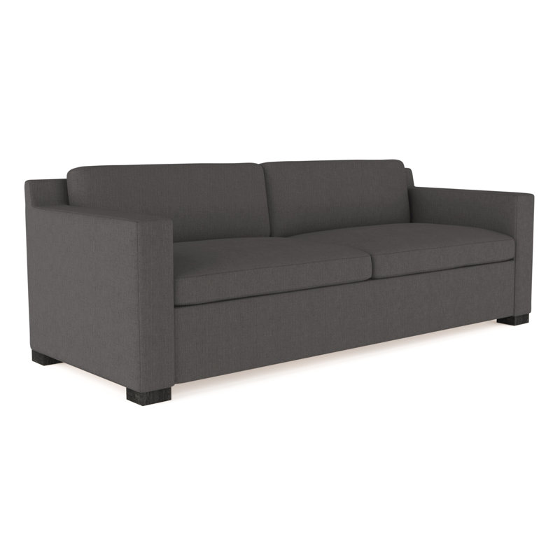 Canapé Mercer, Graphite de lin à tissage carré, H 33,5 po x l 96 po x P 44 po, Ébène