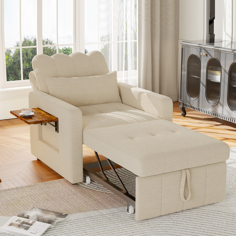 Convertible Folding Daybed, Single Folding Sofa Bed, Beige