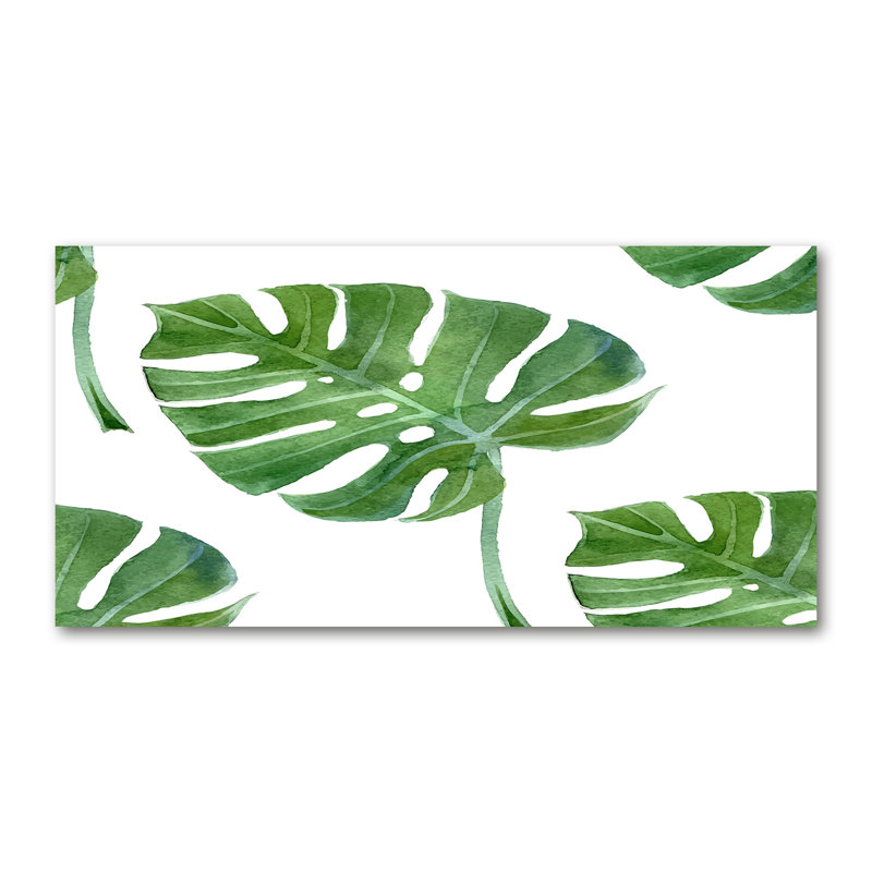 monstera 1 Piece Wall Art on Glass, 50cm H x 100cm W x 2cm D, Canvas