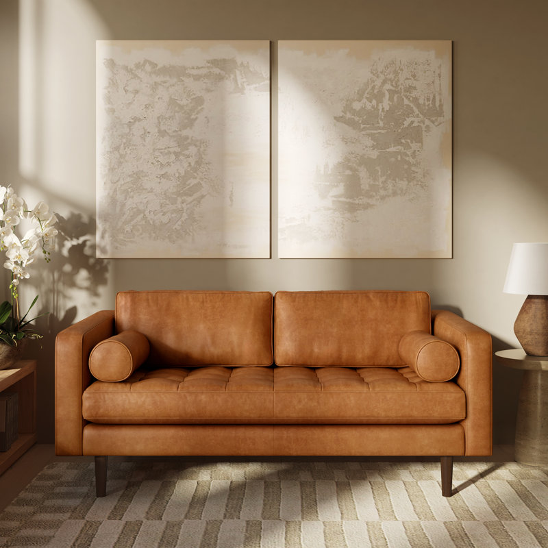 Napa 72'' Full-Grain Genuine Italian Leather Sofa, Cognac Tan