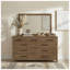 Commode double transitionnelle à 9 tiroirs, couleur marron, avec placage de chêne français et tiroir inférieur doublé de cèdre