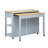 47 Inch Kitchen Island With Extendable Dining Table, Rubber Wood Veneer Kitchen Table With Internal Storage Rack, Power Outlet, Kitchen Island With Storage 2 Drawers 2 Cabinet,Grey Blue