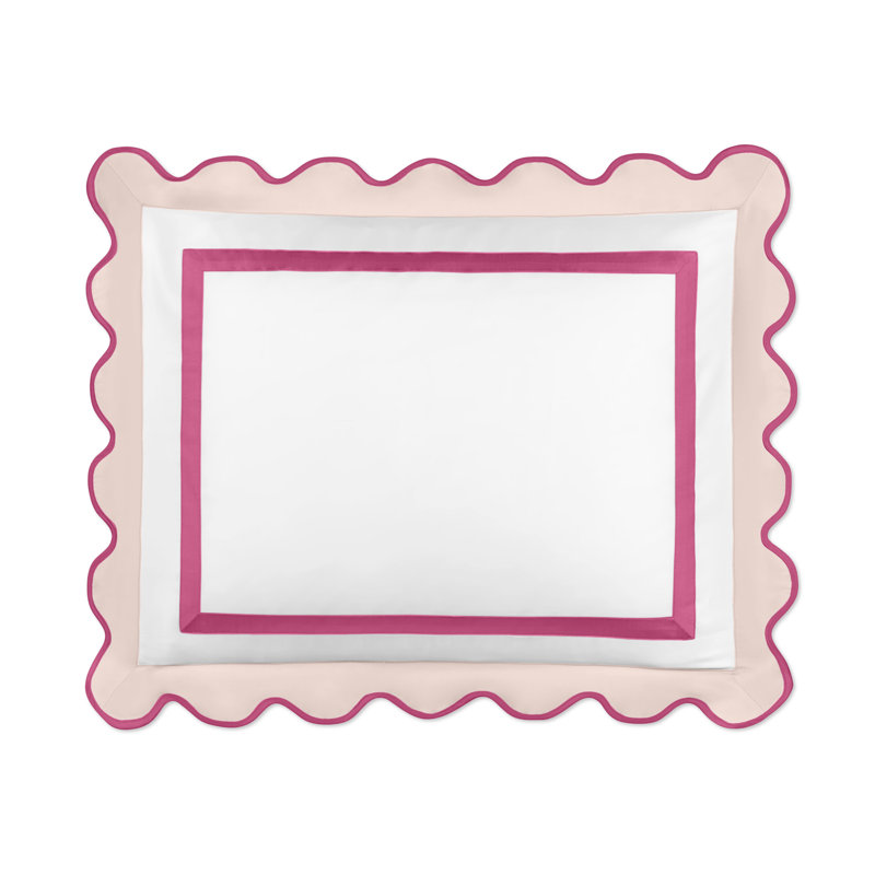 Portofino 100% Cotton Sham, Standard, White/Light Pink/Pebble