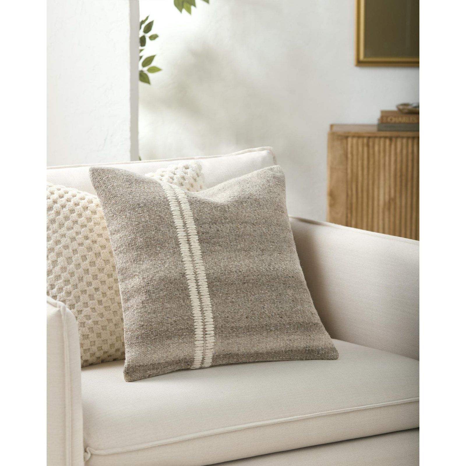 Jundah Accent Pillow, Light Brown, Square 20", Pillow Cover Only - No Insert