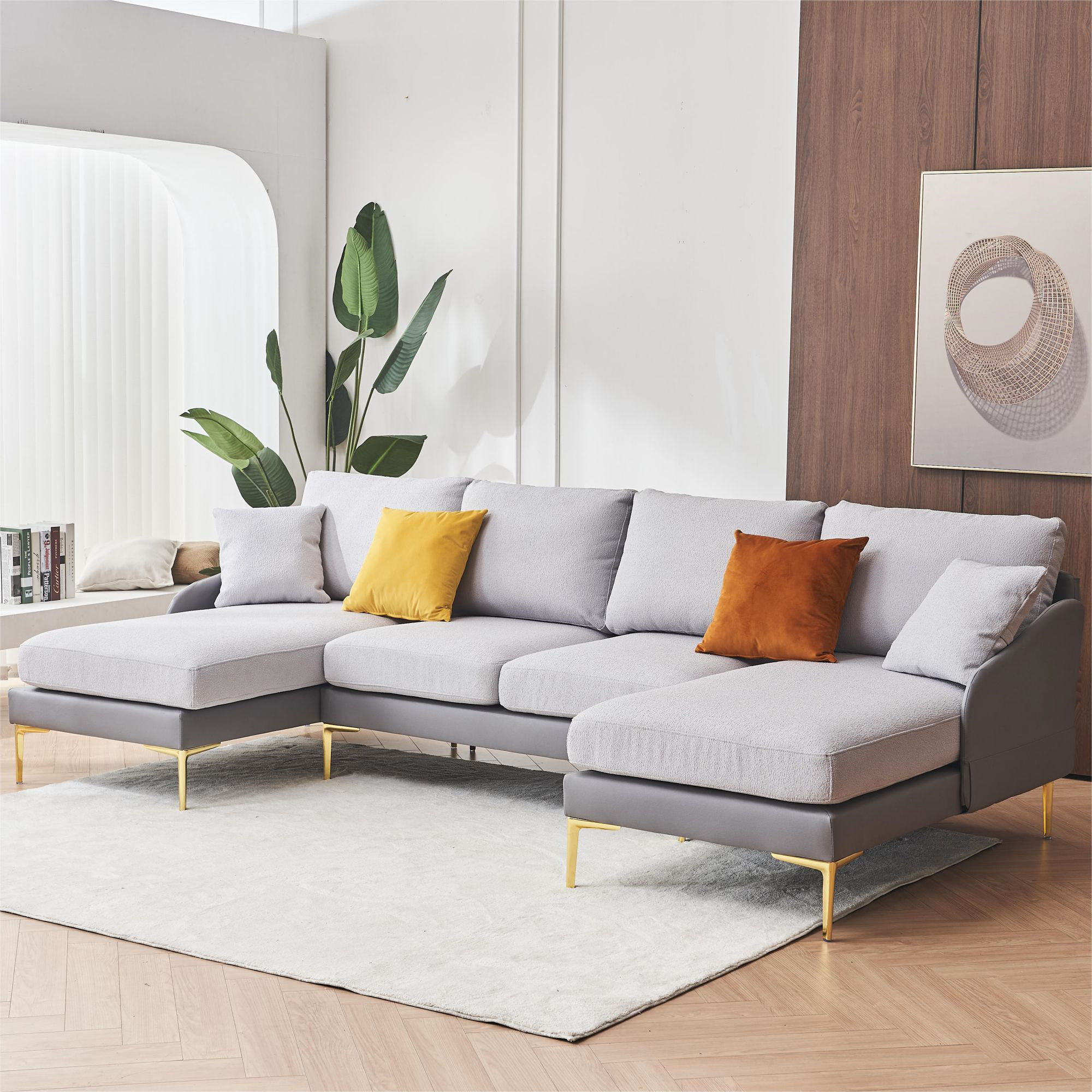 Double chaise lounge online sectional sofa