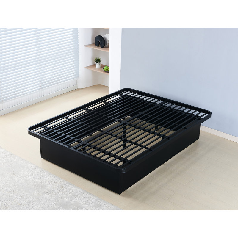 Structure de lit en métal robuste de 16 po de hauteur, noire, conception élégante pour la chambre à coucher, taille noire de 16 po de hauteur, choix