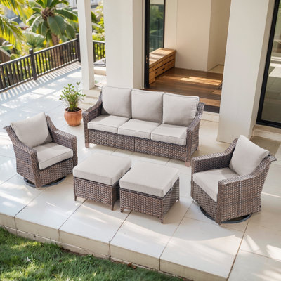 Tya 5 - Person Outdoor Conversation Furniture Set Seating Group With Cushions And Ottomans