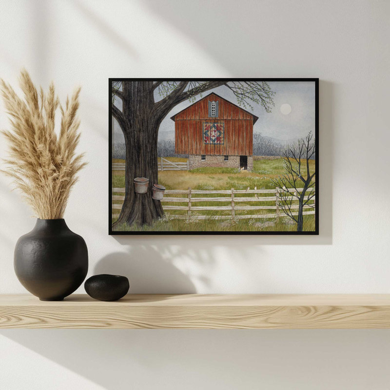 «Maple Hills Farm» par Linda Spivey, reproduction d'art, L 40 x H 30, Doré, Impression encadrée
