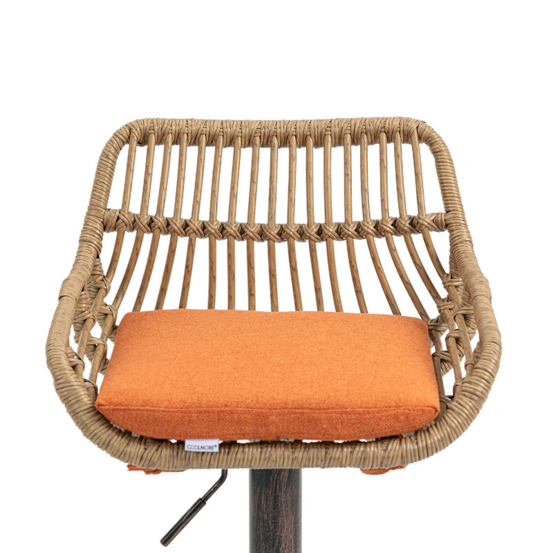 Ensemble de 2 tabourets de bar modernes pivotants avec repose-pieds réglables pour la cuisine et la salle à manger, Orange