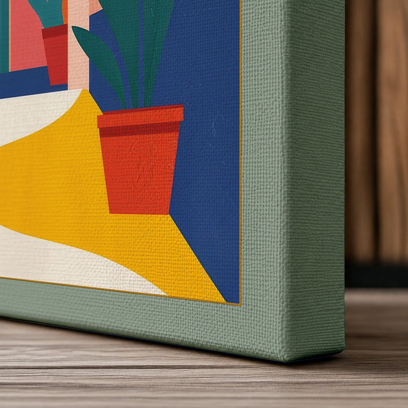 Moroccan Courtyard Modern - Wrapped Canvas, 36x24 - 91.4 x 61.0 cm, Sage Border