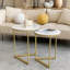 2 Piece Marble Nest Of Coffee Tables Round Top End Table Sofa Side Table Set