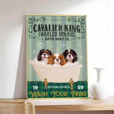 Canvas Wall Art Cavalier King Charles Spaniel Bath Soap Poster Vintage Poster Print Home Decor