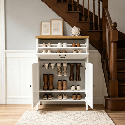 Armoire à chaussures 15 paires, armoire de rangement à chaussures avec tiroir et tablettes réglables