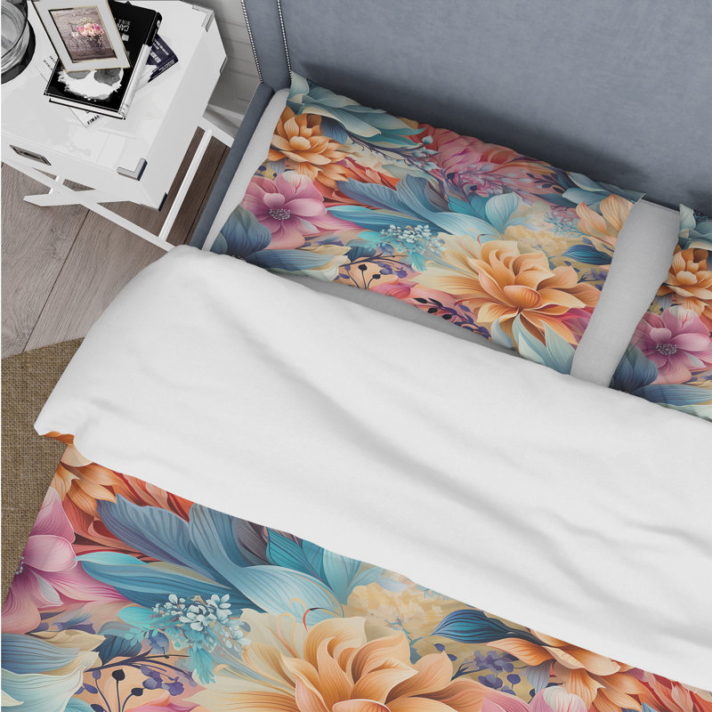Ensemble de housse de couette rose et bleu à motif cachemire boho, Housse de couette pour très grand lit et 2 très