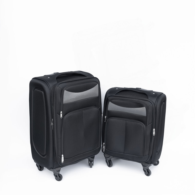 (20 + 24) Ensemble de valise deux pièces Valise à roulettes sans verrou universel, Noir