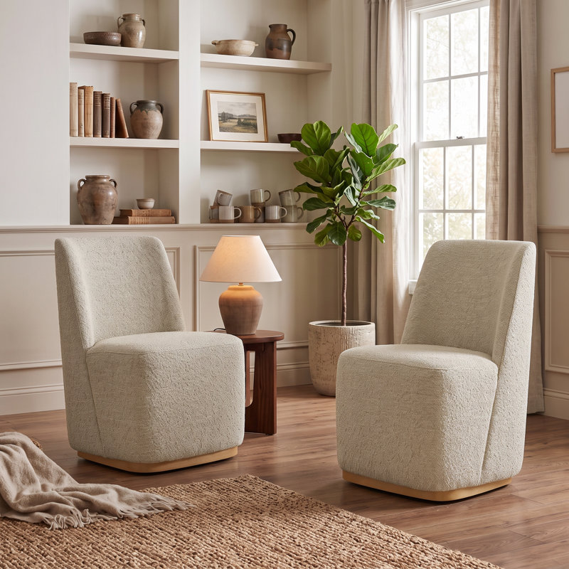 Chaises de salle à manger rembourrées Geelt, Polyester avoine